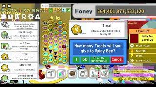 WORLD FIRST FULL LVL 20 HIVE | SPENDING 555 TRILLION HONEY ON TREATS | BEE SWARM SIMULATOR