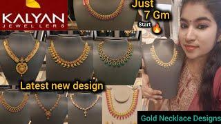 Kalyan Jewellers Gold Necklace Designs with price starts 7 Gm | Light weight gold necklace designs