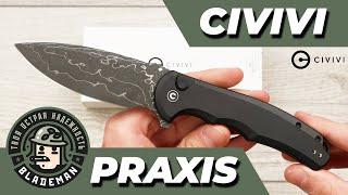 Нож CIVIVI Praxis Button Lock, Damascus, Black Aluminum Handle, C18026E-DS1