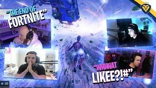 STREAMERS REACT TO THE END OF FORTNITE! (Fortnite: Battle Royale)