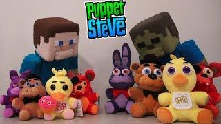 Five Nights at Freddys Plushies FUNKO REAL vs FAKE Knock Offs! Fnaf Puppet Steve