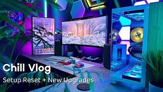 Chill Vlog |  Game Room Reset + unboxing ceramic keycaps, ergonomic footrest + BO6 camo grinding