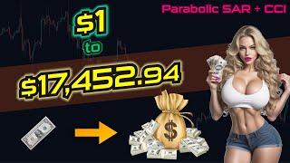 $1 to $17,452.94 with 30 sec trades | Binary Options Trading Strategy | Parabolic SAR + CCI