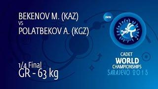 1/4 GR - 63 kg: M. BEKENOV (KAZ) df. A. POLATBEKOV (KGZ), 4-1