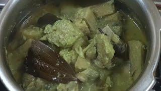 LET'S COOK PORK MARINATED IN GREEN SHEMER MASALA WITH UNRIPE BANANA