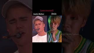 jimin v/s Justin Bieber (Love yourself) #jimin #justinbieber #loveyourself #song #bts #trending