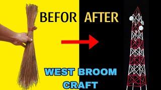 How to make mini Mobile Tower with Broom ||#crafts #cellphone #papercraft #how #broom