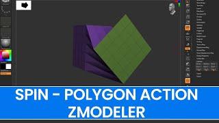 Spin - Polygon Action - ZModeler - ZBrush Tutorial for Beginners