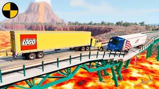 Cars vs Collapsing Bridge & Lava  BeamNG.Drive