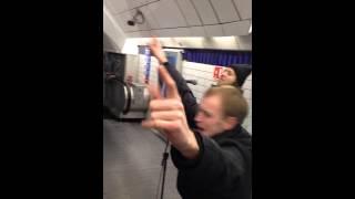 Football fans on the London Underground