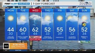 Chilly in Maryland Monday with severe storms possible Wednesday