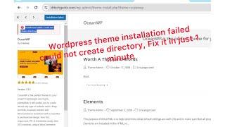 Wordpress theme installation failed could not create directory fix