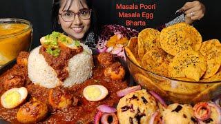 Eating Different types of Bharta, Daal, Poori, Spicy Egg Masala | Big Bites | Mukbang | Asmr Eating