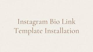 Instagram Bio Link Template Installation