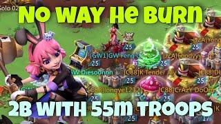 Lords Mobile - No way this dude burn! 2b castle with 50m and a lot T4s got annihilated by Feng