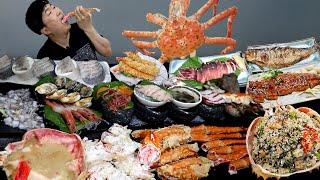 킹크랩 시키면 10여가지 해산물에 회 무한공짜ㄷㄷ 2.4키로 묵고 물회 내장볶음밥 털기..