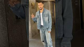 Rome Flynn styles a denim on denim summer trend! #romeflynn #denim #mensstyle