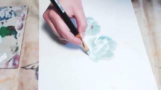 Painting a white rose, part1, onestroke, рисую шиповник двойным мазком,irishkalia