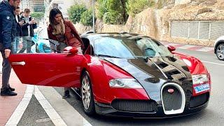 LADY GOES INSIDE BUGATTI  #monaco #millionaire #billionaire