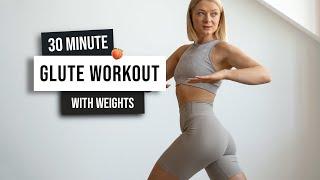 30 MIN GLUTE SCULPT Workout with weights - no repeat, booty burn, home workout with dumbbells