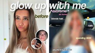 EXTREME glow up with menew hair, nails, makeup routine + at home beauty tips