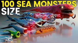 Top 100 Sea Monster Size Comparison 3D | MECHA BLOOP Vs MECHA MAJA