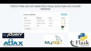 Python Flask add edit delete Datatable Row Using Jquery Ajax and mysqldb database