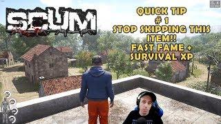 SCUM GUIDE - QUICK TIP 1 - STOP SKIPPING THIS ITEM!! FAST FAME + SURVIVAL XP