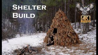 Shelter Build | Forest Camp | Winter Bushcraft *Изграждане на подслон в планината -Бушкрафт България