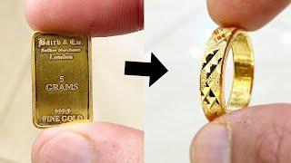 Making a Ring from a Gold Bar | Jewelry Making | Ring Making | How it's Made | Hand made Ring| 4K