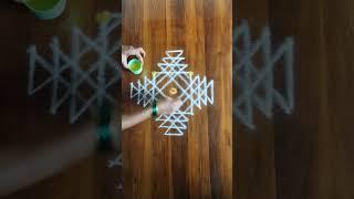 Plz subscribe.#52 ️Simple Rangoli design 3*3️. Easy Rangoli design.