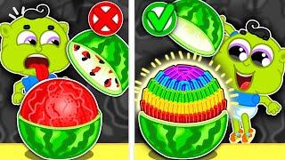 Löwen familie | Regenbogen-Wassermelone | Cartoon für Kinder