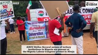 Several unions of tertiary institutions are present at the Nigeria Labour Congress protest in Abuja