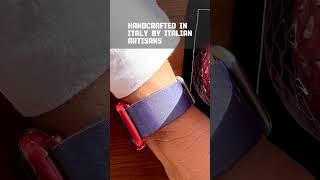 Visconti Milano strap: Garda Blue Italian Silk for Apple Watch All Series.