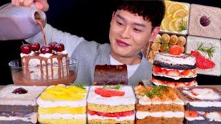 ASMR 수제케이크 파티딸기생크림케이크 체리케이크 과일 보틀 케이크 먹방~! Strawberry Cream Cake Bottle Cake Cherry Cake MuKbang~!