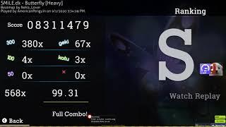 [osu! AmericanPenguin] SMiLE.dk - Butterfly [Heavy] HDDTHR 99.31% FC 389PP #1