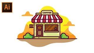 Coffee Shop Illustration Process in Adobe Illustrator