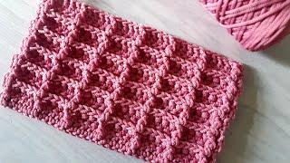 Рельефный узор крючком для ковриков, сумок.  Crochet pattern for rugs, bags.