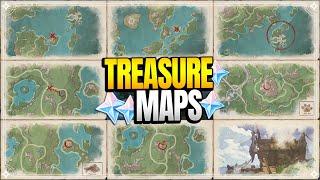 All 8 Treasure Map Locations - Rainbow Rose's Ideals | World Quests & Puzzles |【Genshin Impact】