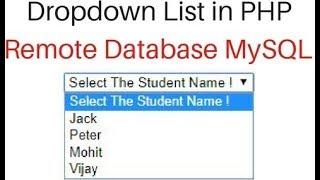 PHP | Display MySQL (phpMyAdmin 4.5.1) Data In HTML DropDownList