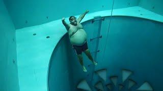 he couldn't ESCAPE the deepest pool in the world..