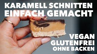 Karamell Schnitten selber machen (wie "Twix") - vegan, glutenfrei und ohne backen