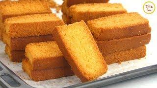 Homemade Dry Cake/ Cake Rusk Recipe for kids by Tiffin Box | Bakery Style crispy Dry Cake Biscuit