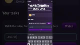 Tapswap Video Code For Today|Tap swap daily video cinema code Top 10 Crypto Billionaires2024#tapswap