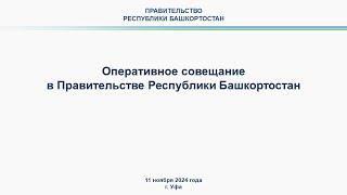 Оперативное совещание в Правительстве Республики Башкортостан: прямая трансляция 11 ноября 2024 г.