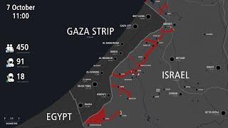 Hamas Invasion of Israel War Map - Every Hour [Oct 7 to Oct 10] (REUPLOAD)