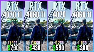 RTX 4070 TI SUPER vs RTX 4060 TI 16GB vs RTX 4070 SUPER vs RTX 4060 TI - Test in 25 Games