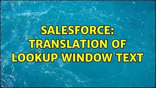 Salesforce: Translation of Lookup window Text