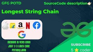 Problem of the Day |GeeksforGeeks |Longest String Chain gfg | gfg potd today solution in python #gfg