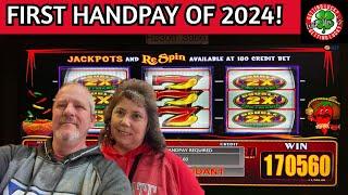 FIRST HANDPAY of 2024! Chili Mania Re-Spin Slots. Hitting a Jackpot and Getting Lucky with Mr G!